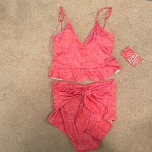 Kortni Jeane Brand New Pink scoop back Tankini Swim Top ONLY!!!